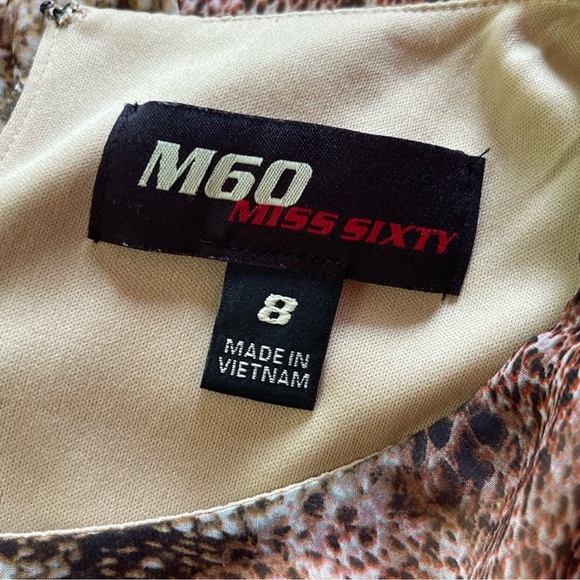 Animal Print Brown M60 MISS SIXTY Sleeveless Fit And Flare Midi dress Sz 8 - Picture 2 of 5